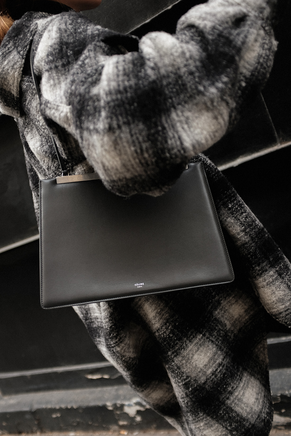 Desi is wearing: Isabel Marant Gario Oversized wool jacket, Manolo Blahnik Slippers, Céline Sunglasses Arket Leggings, Filippa K Turtleneck top, Earrings by teetharejade