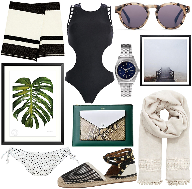 Sunday's Cravings - Tropical Getaway: Isabel Marant Adelaide Skirt, Cut-Out Bathing Suit, Tropical Prints, Rebecca Minkoff Espadrilles