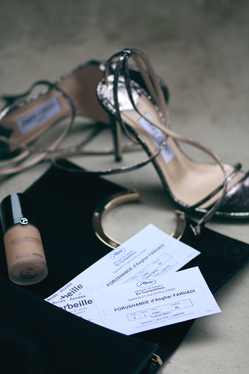 red Carpet Essentials: Jimmy Choo Heels, Giorgio Armani Luminous Silk Foundation, Chloé Clutch, Cannes Film Festival 2016 - Travel Diary