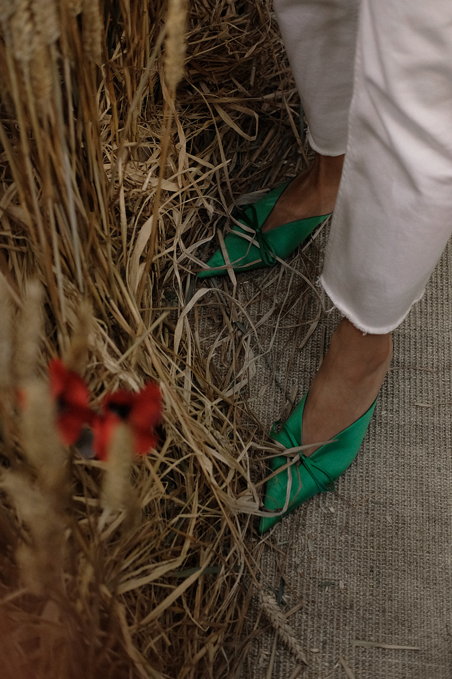 Balenciaga Knife mules, White denim jeans