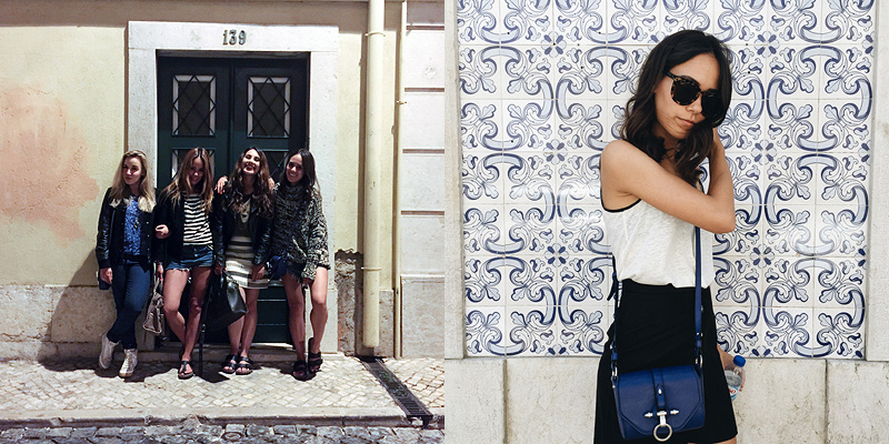The Girls and Nisi in front of Lisbon Tiles