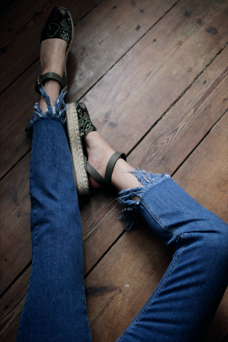 fringed denim
